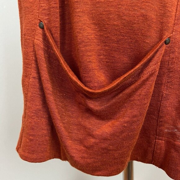 Eileen Fisher Size Small Linen Burnt Orange Oversized Racerback Tank Top Pockets - Picture 3 of 8